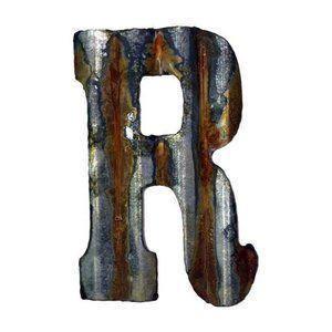 8'' Rusty Galvanized Corrugated Metal Letter -R
